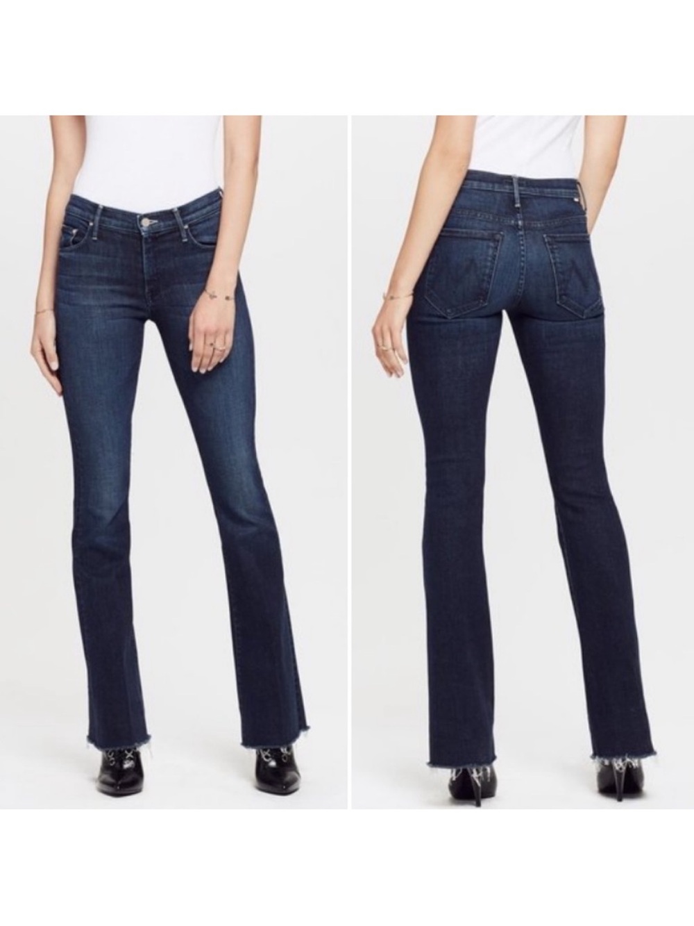 MOTHER The Weekender Fray Disco Dolls Dark Wash Flare Jeans Size 29